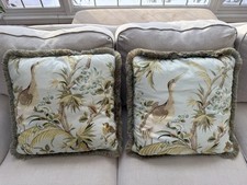 Pair Large Decorative Throw Pillows Birds Tropical Neutral Colors Nice 
