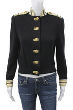 St. John Collection By Marie Gray Womens Military Jacket Black Wool Size S