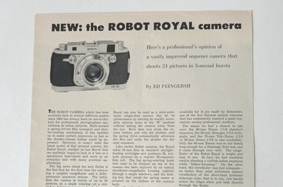 Robot Royal Camera - 1954 Test Report Magazine Article