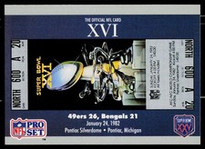SB XVI Ticket, 1990-91 Pro Set Super Bowl XXV Silver, #16, ,