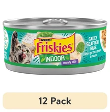(12 pack) Friskies Indoor Saucy Seafood Bake, Wet Cat Food, 5.5 oz Can