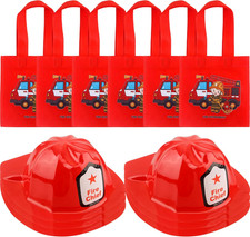 12 Pcs Kids Firefighter Party Favors Include 6 Fireman Hats and 6 Firefighter To