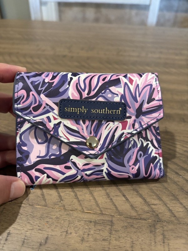 Simply Southern Abstract Multicolor Zip Logo Credit Card Folding Women's Wallet