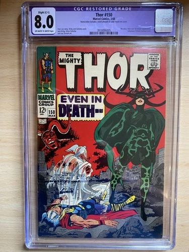 🔥CGC 8.0 OW/W THOR #150 - Restored Grade (light colour touch on cover) 1968🔥