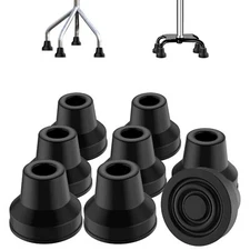 8 Pcs 1/2 Inch Non-Slip Quad Cane Tips Rubber Foot Replacement for Walking Stick