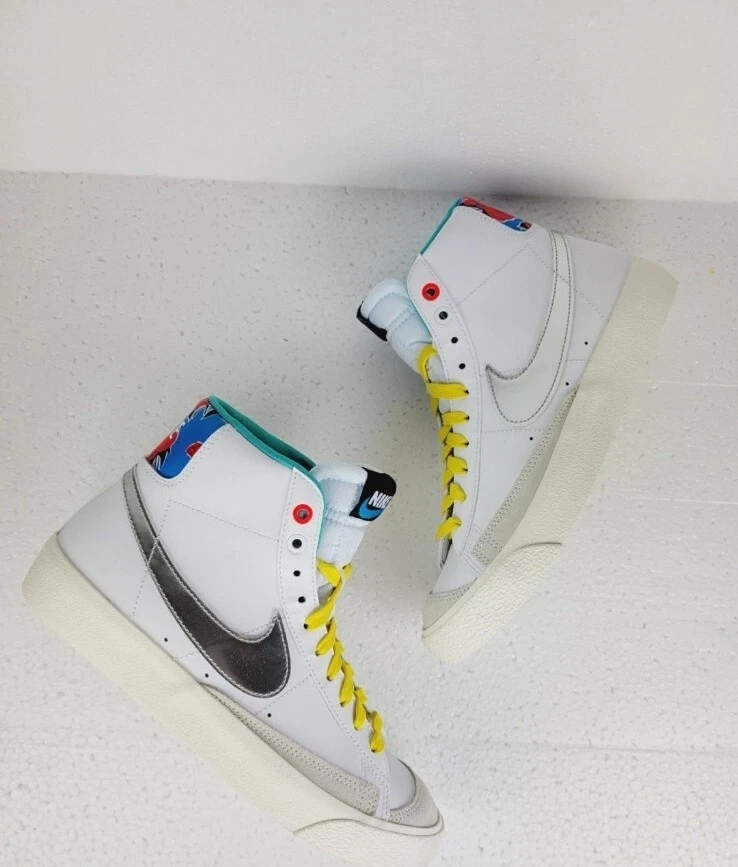 6Y 7.5 WOMEN S NIKE BLAZER WHITE SILVER YELLOW SNEAKERS DQ7773 100 SPORTSWEAR
