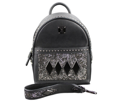 MCM Rucksack Tasche Backpack schwarz silber Nieten Damen SMALL