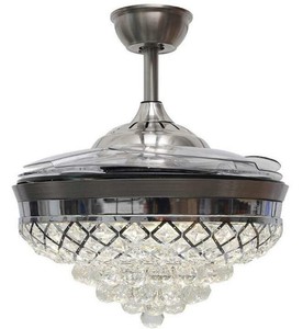 42 Led Invisible Ceiling Fan Light Modern Crystal Chandelier