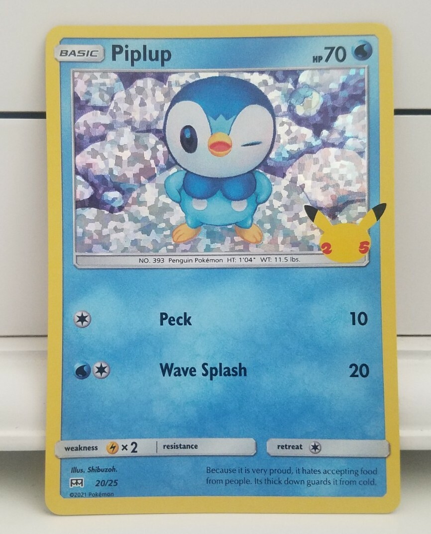 Pokemon PIPLUP HOLO BLEED 20/25 McDonalds 25th Anniversary 2021 Promo Error  Card | eBay