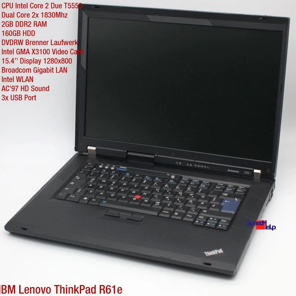 Notebook IBM LENOVO THINKPAD R61E Dual Core Laptop 160GB HDD 2GB RAM Windows XP - Image 2 of 4