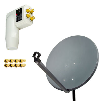 PremiumX SAT Anlage 60cm Satellitenschüssel Antenne Spiegel Quad LNB F-Stecker 