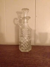 Vintage Anchor Hocking Wexford Clear Glass Vinegar or Oil Cruet with Stopper 