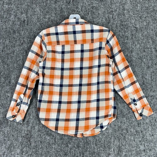 Buffalo David Britton Shirt Boys Medium Orange Flannel Cotton Farm Ranch Chore - Picture 2 of 8