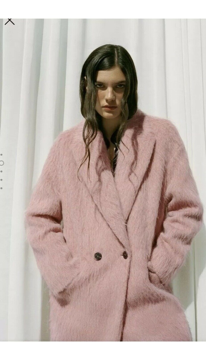 RARE VESTE MANTEAU ZARA ROSE LAINE ALPAGA TAILLE EXTRA LARGE XL