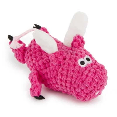 Godog~ Flying Pig Checkers With Chew Guard Technology Dog Toy, Pink