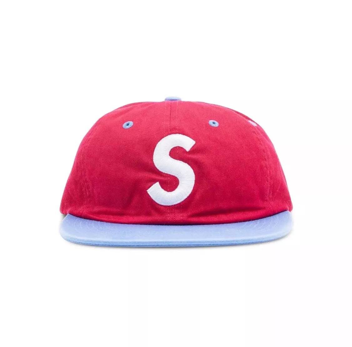 Chapeau casquette logo Supreme S rouge bleu deux tons vintage Ss16 2016