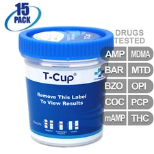 NEW Mintegrity Drug Test 10-Panel T-Cup Urine Home Kit 15-Pack #MI-TDOA-4104