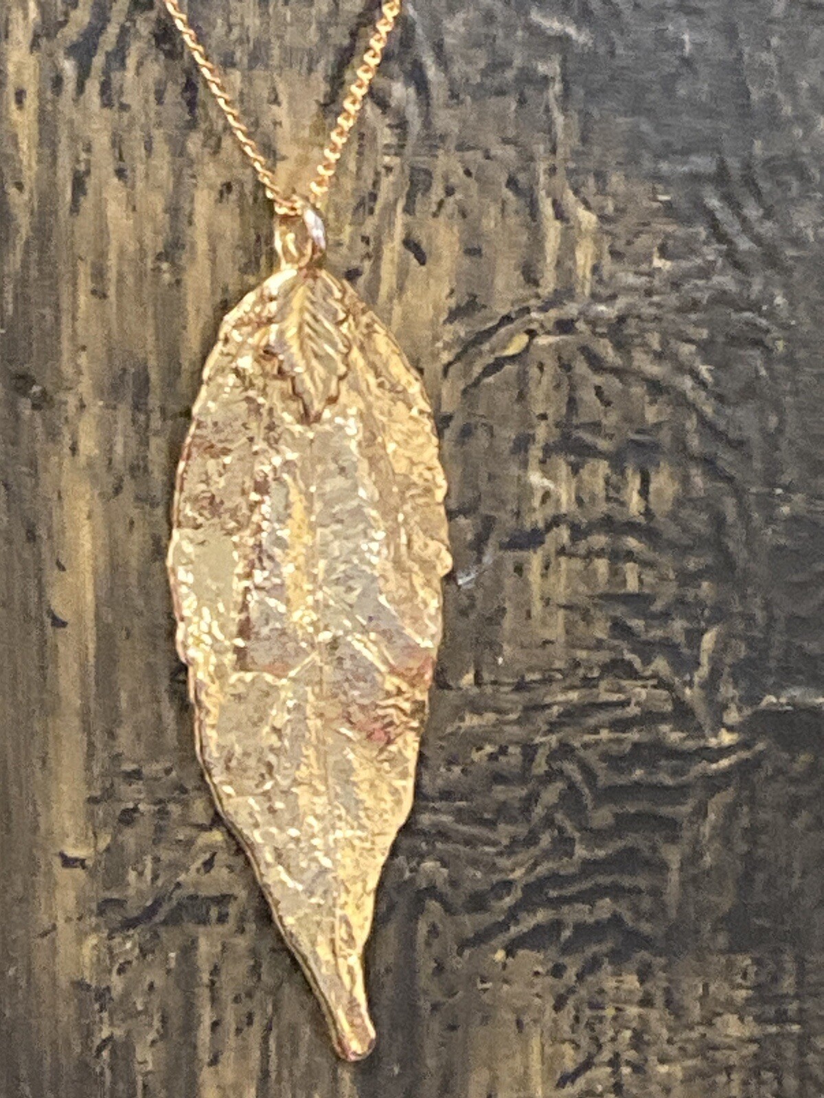 Vintage Gold Dipped Leaf Pendant Necklace  20” Li… - image 2