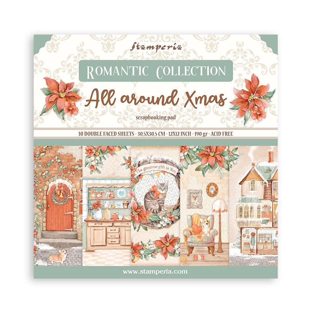 NEW Stamperia 12"" x 12"" Paper Pack All Around Christmas