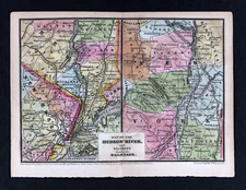 1847 Williams Map Hudson River Albany New York City Catskill Mountains Railroads