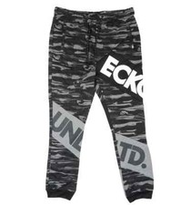 Ecko Unltd Men  s Fleece Jogger Pants Black Camo Elastic - EO31G662