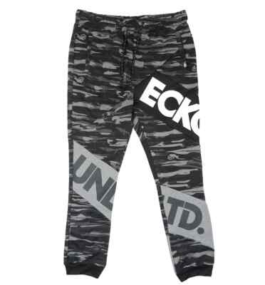 Ecko Unltd Men’s Fleece Jogger Pants Black Camo Elastic EO31G662