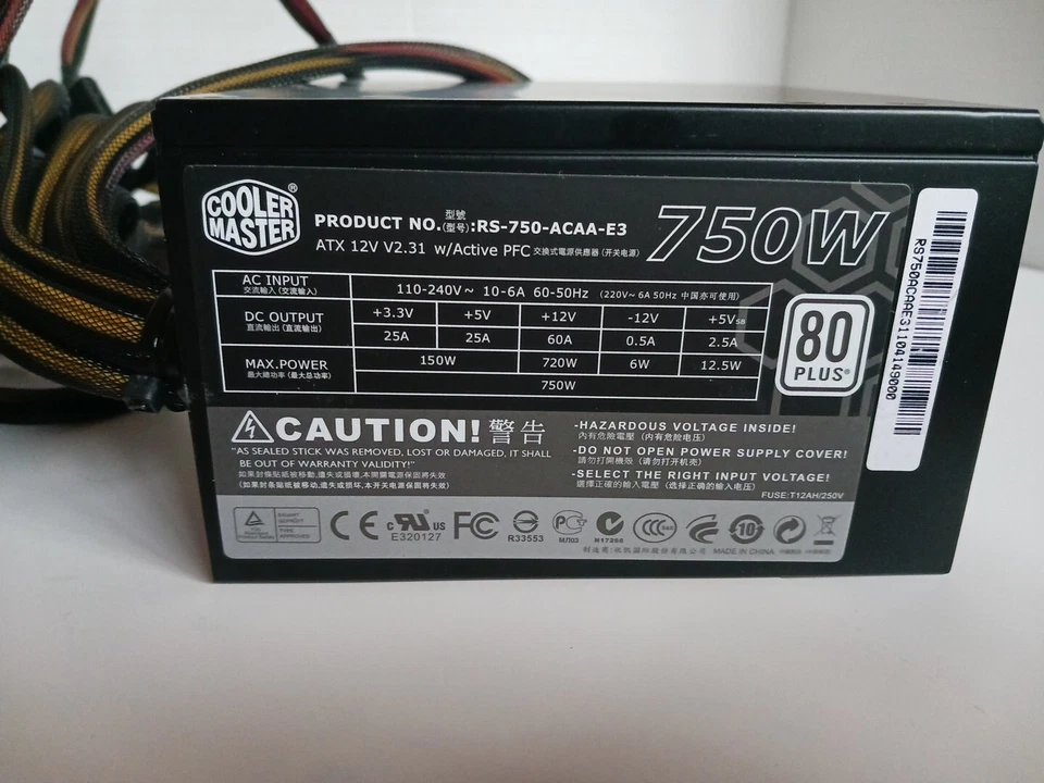 Cooler Master GX 750W 80 PLUS RS-750-ACAA-E3 ATX Desktop Power Supply PARTS ONLY - Image 4 of 4