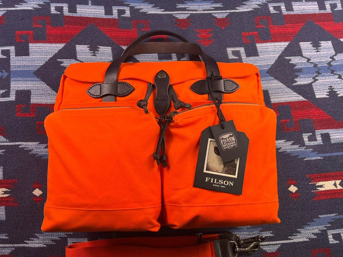 FILSON 24-HOUR TIN CLOTH BRIEFCASE FLAME Orange High Viz FILSON 24-HOUR TIN CLOTH BRIEFCASE FLAME Orange High Viz