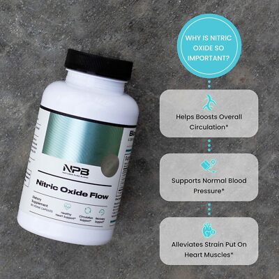 Nitric Oxide Flow Supplement - Supports Blood Pressure & Heart Health 60 Caps-