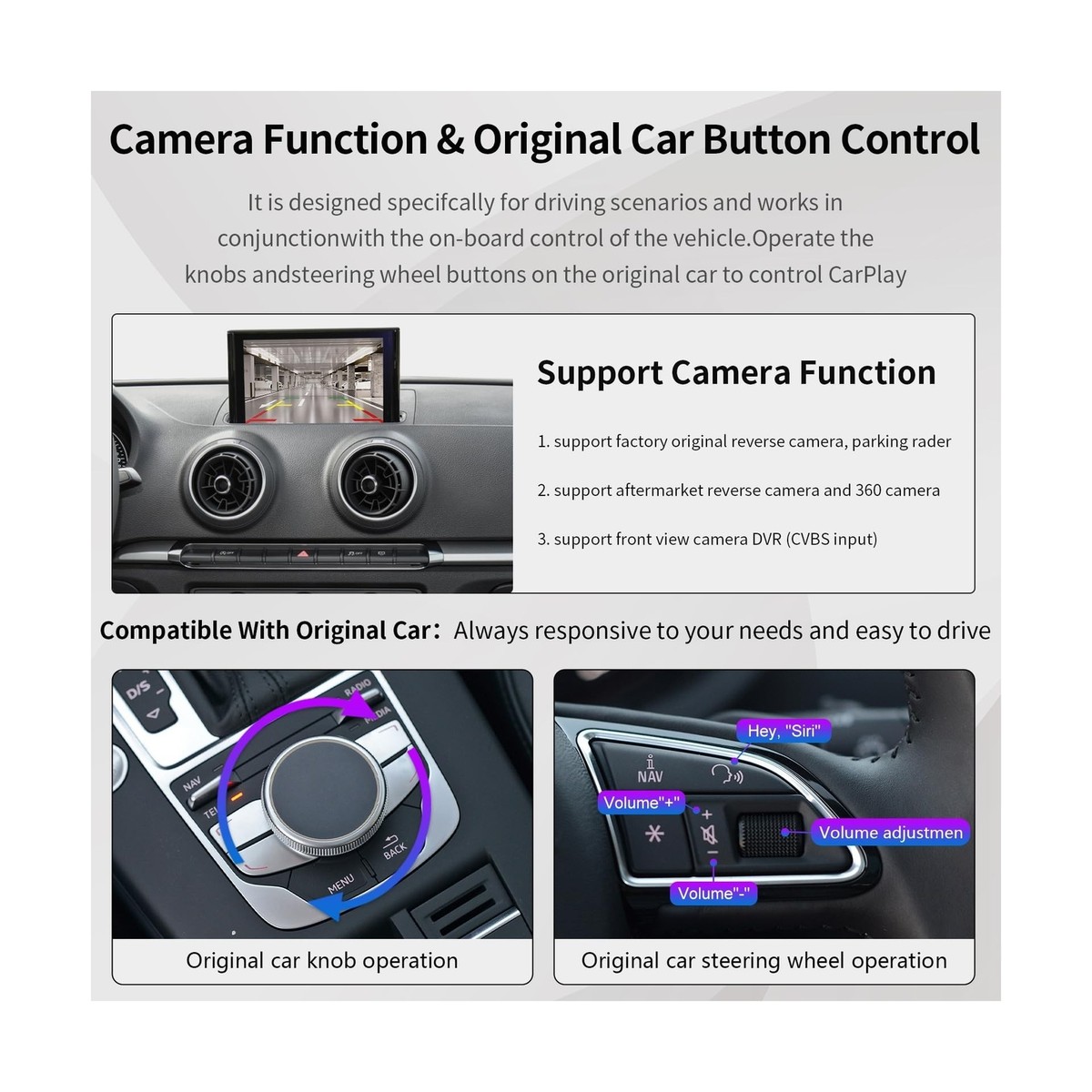 Road Top Wireless Carplay Android Auto for Audi A3 2013-2018 Year