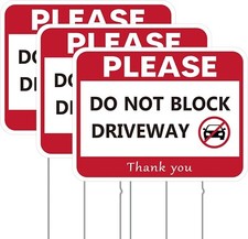 "No Parking Sign Do Not Block Driveway Sign, 3 Pack 17x13' Rust Free Al "
