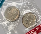 1969 P & D Uncirculated Roosevelt Dime 2 Coins in Cello US Mint - Toned