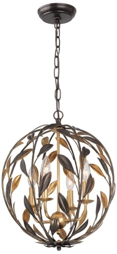 Crystorama Broche 16" Wide English Bronze Wrought Iron Leaf Chandelier - Picture 2 of 7