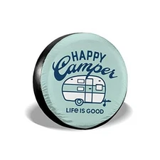 Life Spare Tire Cover Dust-Proof UV Sun Wheel Covers 15 inch Happy Camper Life