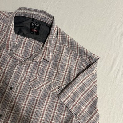 WRANGLER ATG All Terrain Gear Men's Red Check Plaid Outdoor Button Shirt XL