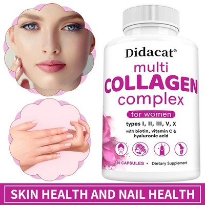 Multi Collagen Complex Promote Collagen Synthesis Skin Joint Health 120 Capsules