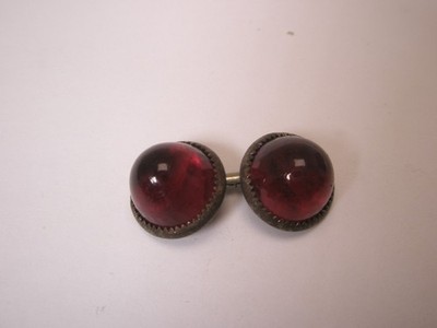 Red Glass Double Sided SINGLE Vintage Cuff Link replacement lost/broken aa13