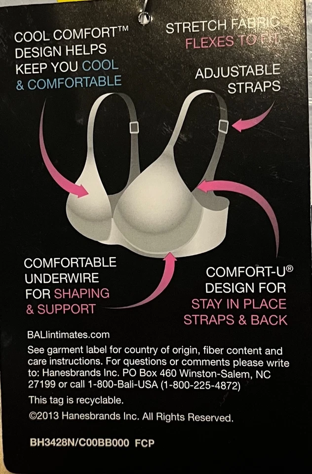 NWT Bali 3428 Cool Comfort Revolution Underwire Bra SIZES COLORS - Image 4 of 4
