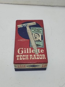 Vintage 1950s Gillette Tech silvertone Razor w/ Box