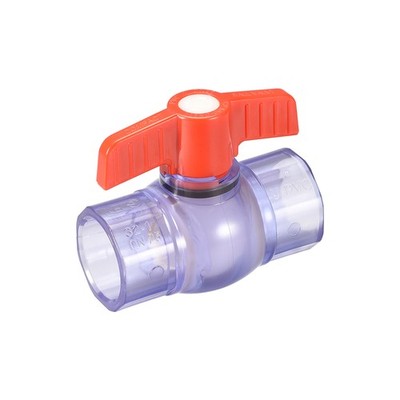 Ball Valve, 32mm ID DN25, Socket Type, for Control Water Flow, PVC Clear Blue
