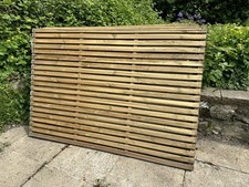 X12 Double Sided Slatted Garden Fence Panels 1.8m x 1.2m (6ft x 4ft) Outdoor Use
