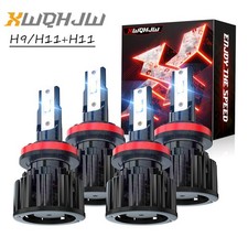 Super Bright 4x Combo H9 H11 LED Headlight High Low Beam Bulb 10000K White Kit