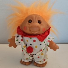 Vintage DAM 1986 Troll Figure Orange Hair Polka Dot Clown Outfit