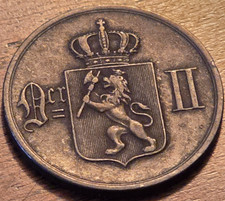 NORWAY  1896  , FIVE 5 ORE , KEY DATE  ,  VERY SCARCE  ESPECIALLY  IN THIS GRADE