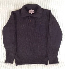 Schott Bros Gray Sweater Mens Medium 100% Cotton Elbow Patch