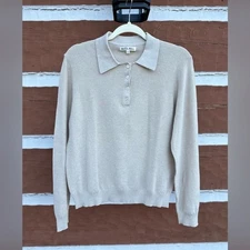Alex Mill Women's Alice Polo Cotton Oatmeal Sweater Size Medium