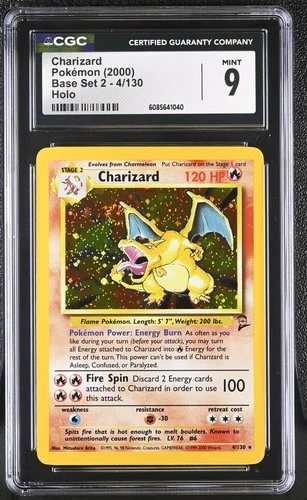 CGC 9 MINT Charizard 2000 Base Set 2 4/130 Holo SWIRL Pokemon Card