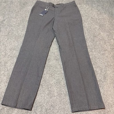 NEW Dustin Pants Mens 34 Grey Blue Flat Front Mid Rise Slash Pockets Hook Loop