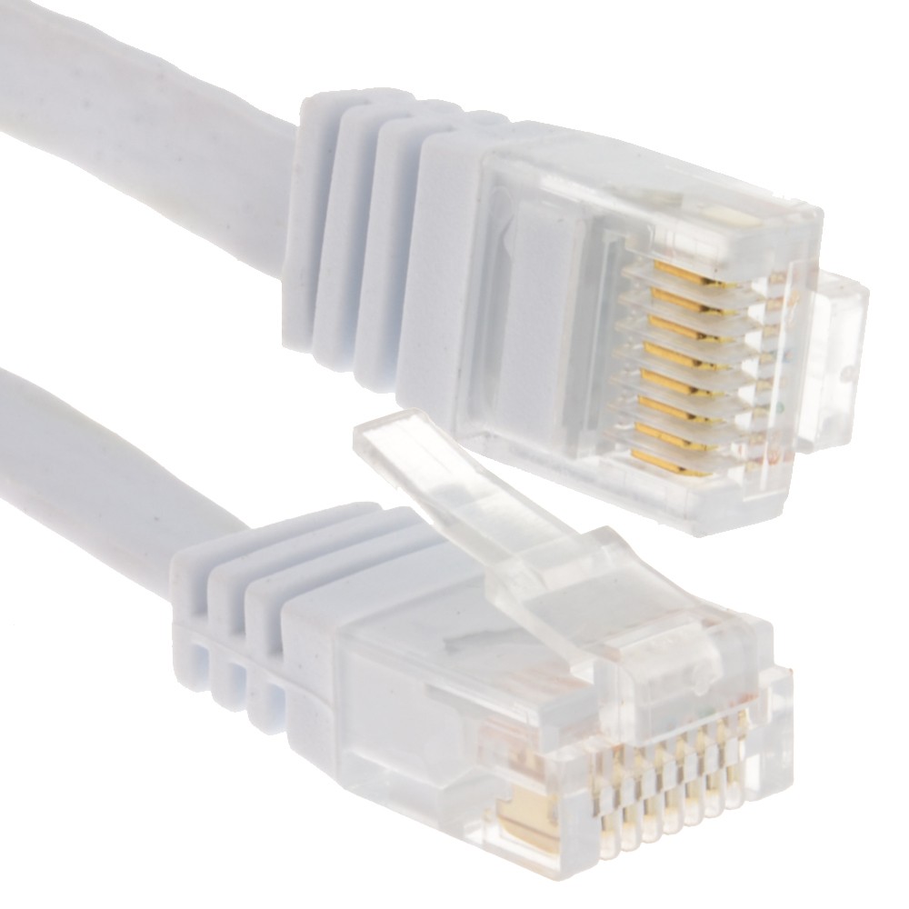 2m FLAT CAT6 Ethernet LAN Patch Cable Low Profile GIGABIT RJ45  WHITE