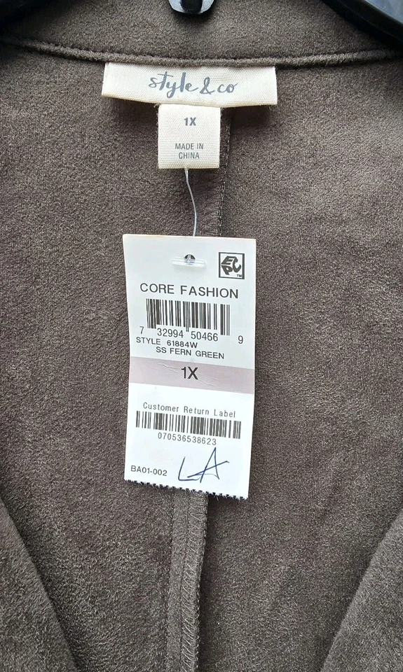 Style and Co. Olive Faux Suede Moto jacket size 1X - Image 2 of 4